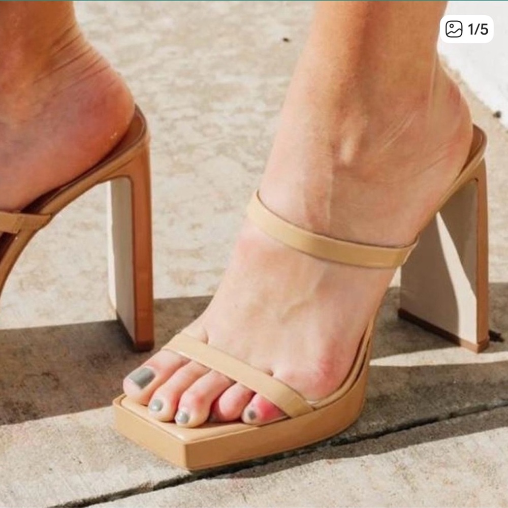 Tan Strappy Heeled Sandals, Jeffrey Campbell